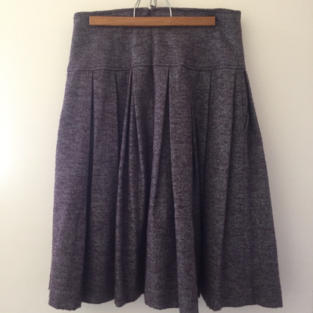 Bill Blass Purple Wool Cashmere Skirt w/ Pockets-4 - Picture 2 of 8